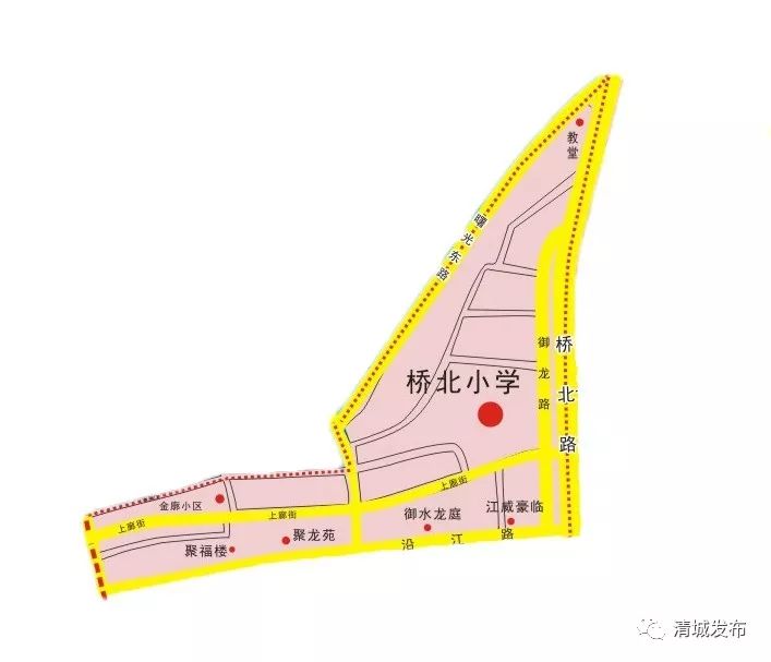2023年清城区初中学区划分,2024年清城区东城街道学区分布图