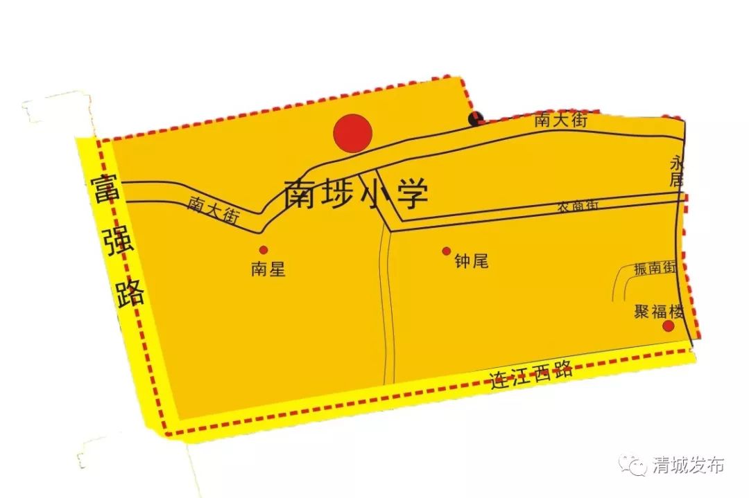 2023年清城区初中学区划分,2024年清城区东城街道学区分布图