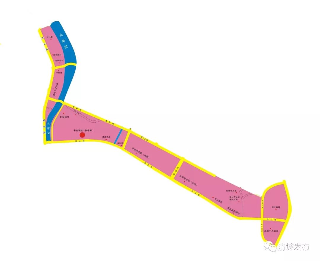 2023年清城区初中学区划分,2024年清城区东城街道学区分布图