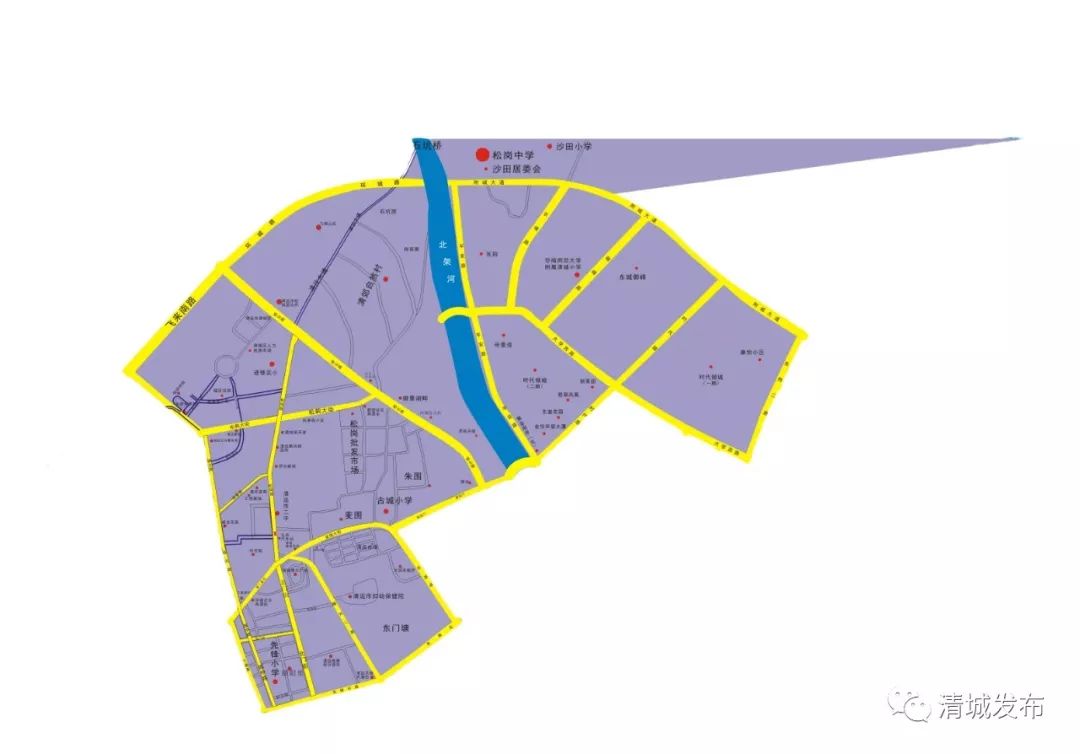 2023年清城区初中学区划分,2024年清城区东城街道学区分布图