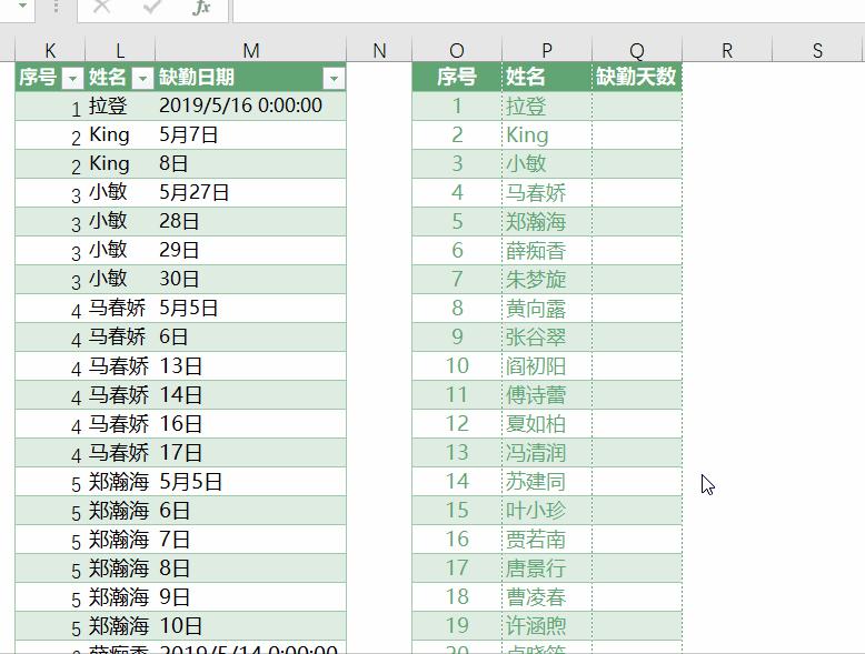 考勤表如何用if统计缺勤天数,excel如何快速统计缺勤天数