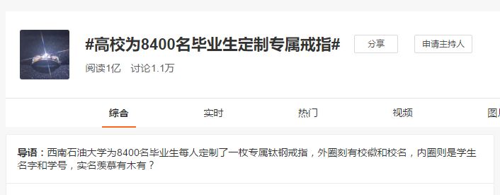 贵州一高校为毕业生定制纪念戒指,最硬核毕业送什么戒指