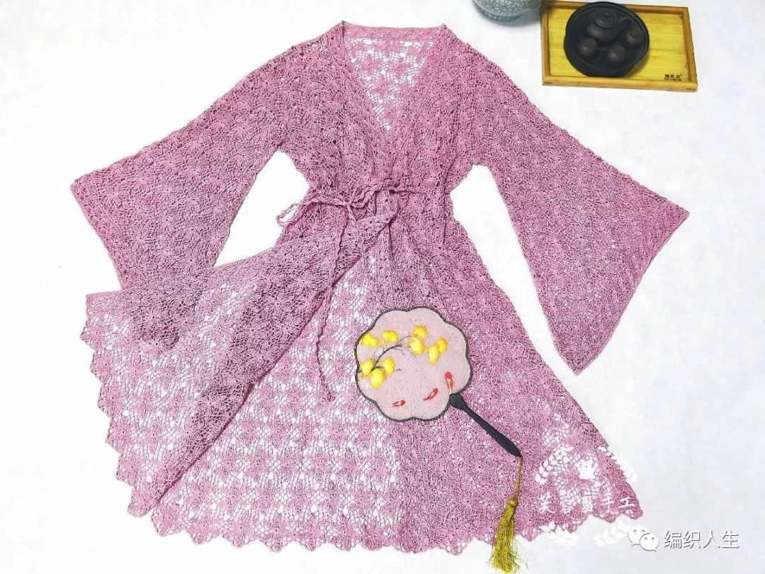 钩针开衫小课堂工作室,钩针梅花一线连长袖开衫