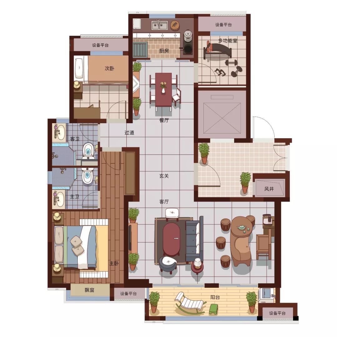 万科龙湖最新户型,万科四房户型