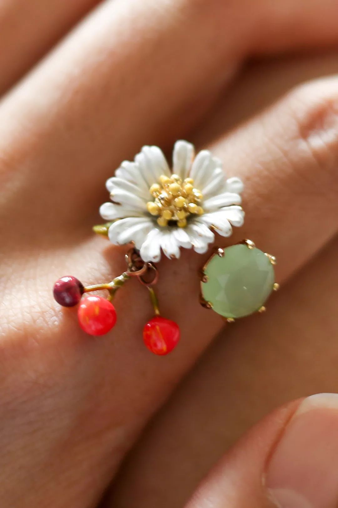 古法风戒指,法式红复古银戒指