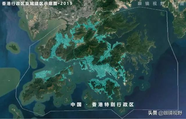 香港和深圳鸟瞰图,从太空看城市