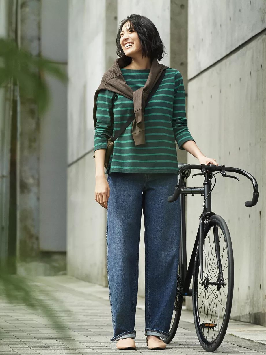 优衣库宽腿廓形牛仔裤搭配,优衣库显腿长的裤子