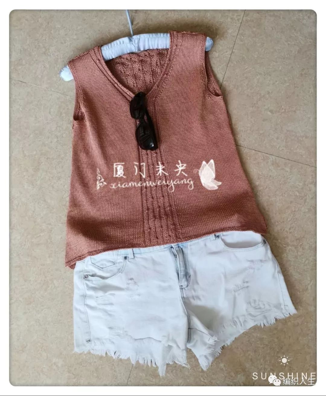 女士棒针背心外穿款式,v领针织棒针宽松背心女