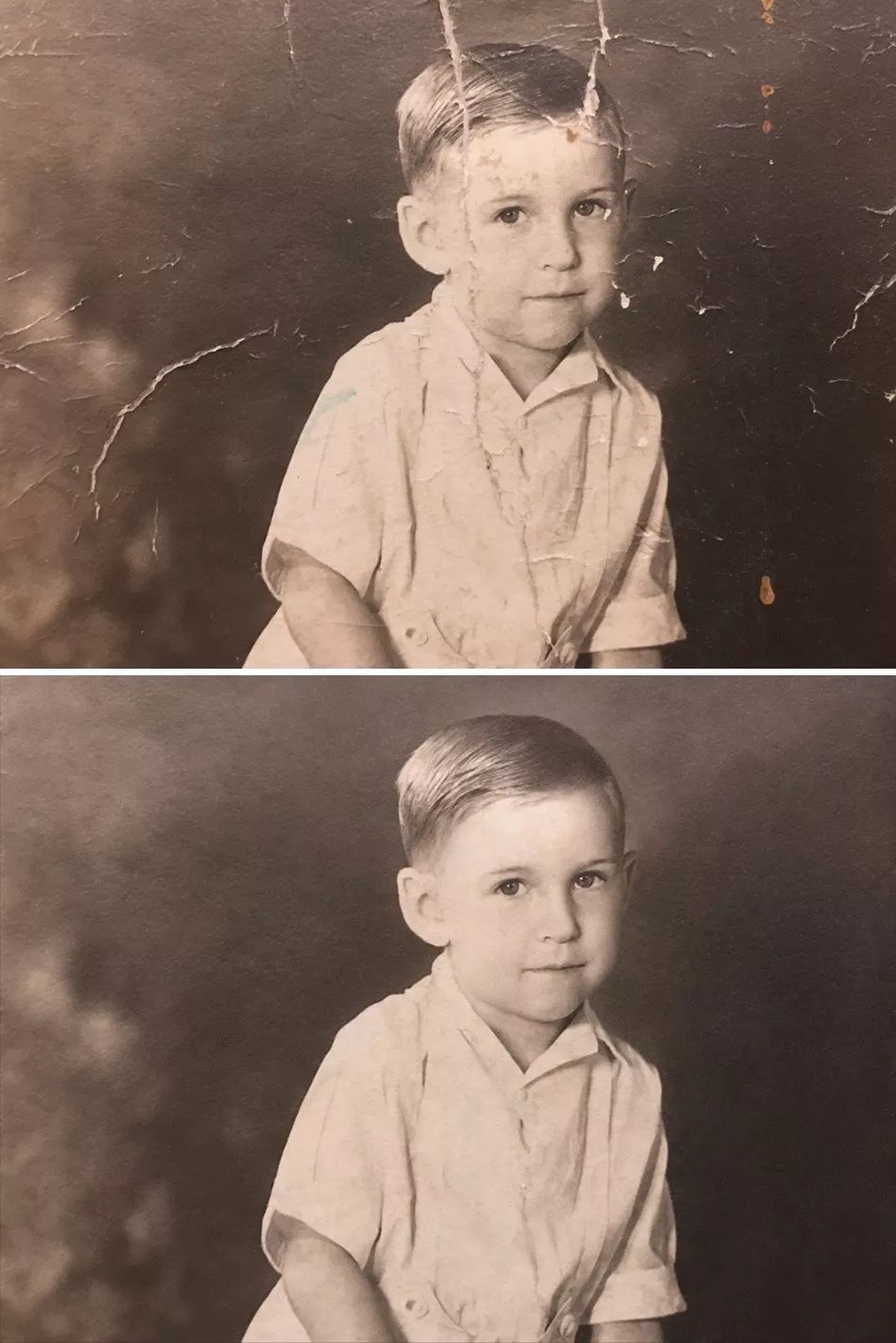 原来的老照片修复一下,修复污损老照片