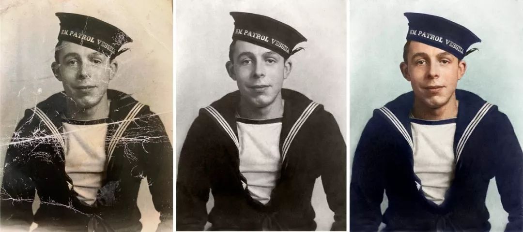 原来的老照片修复一下,修复污损老照片