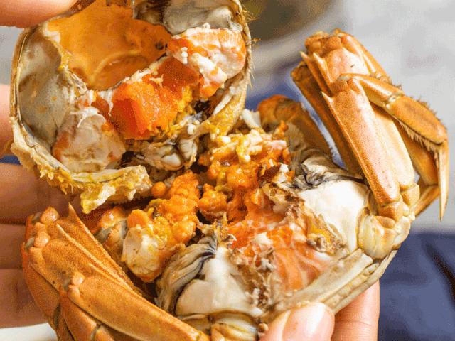 大闸蟹好的蟹黄口感怎么样,这大闸蟹真新鲜咬一口全是蟹黄