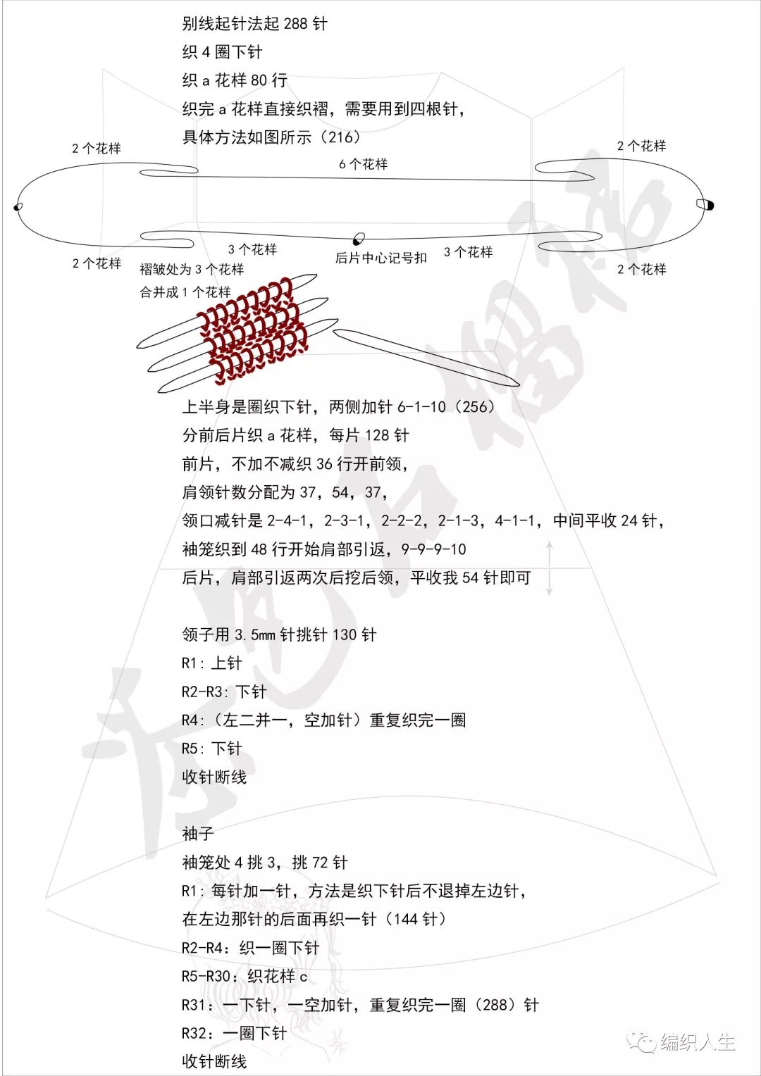 红酒：前短后长的女士棒针蝴蝶袖蕾丝长裙（附图解）