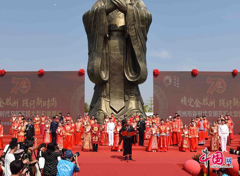 70对夫妻集体婚礼让祖国见证幸福,胶州百人集体婚礼