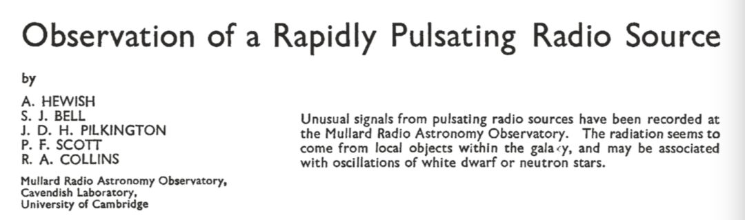 脉冲星的发现获得了诺奖,作为发现人的她凭什么没有姓名?