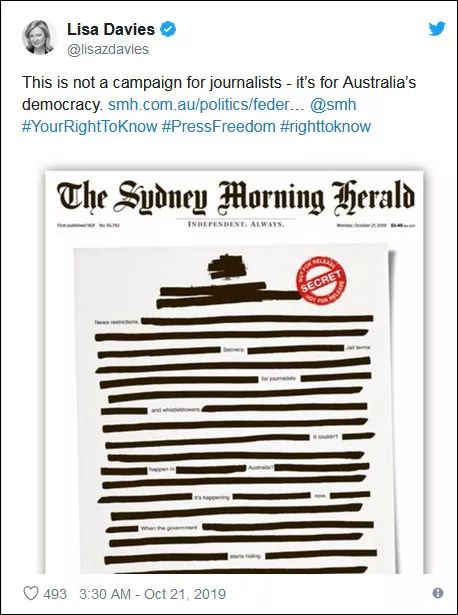 抗议政府限制新闻自由，澳媒集体涂黑头版