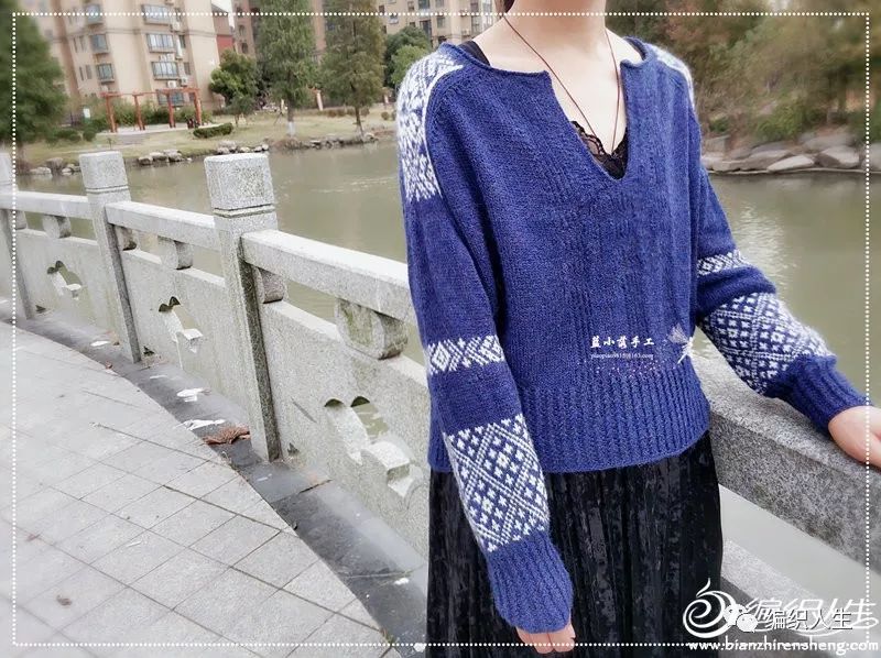 细支提花毛衣的编织图解,好看的圆肩提花毛衣图解