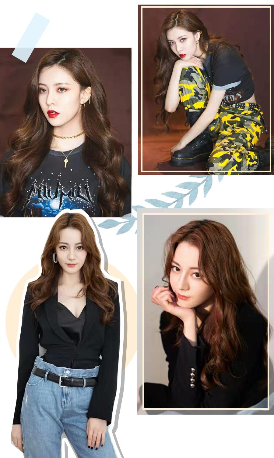 jennie发型双丸子头编发,黑色大波浪长发发型jennie