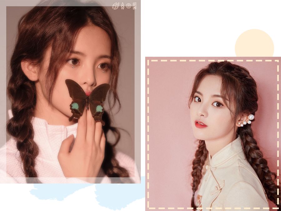 jennie发型双丸子头编发,黑色大波浪长发发型jennie