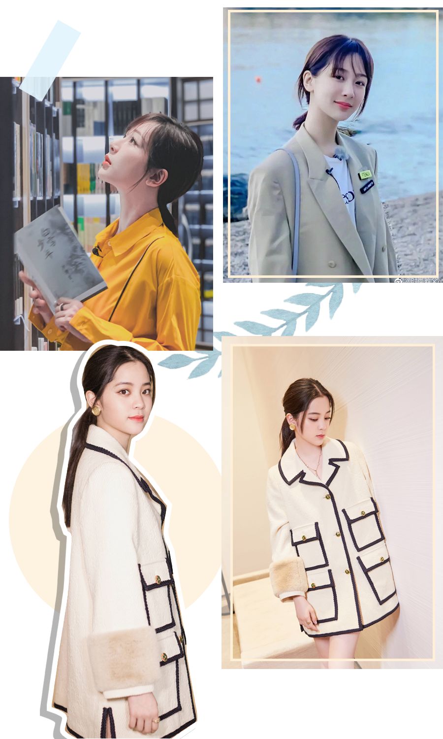 jennie发型双丸子头编发,黑色大波浪长发发型jennie