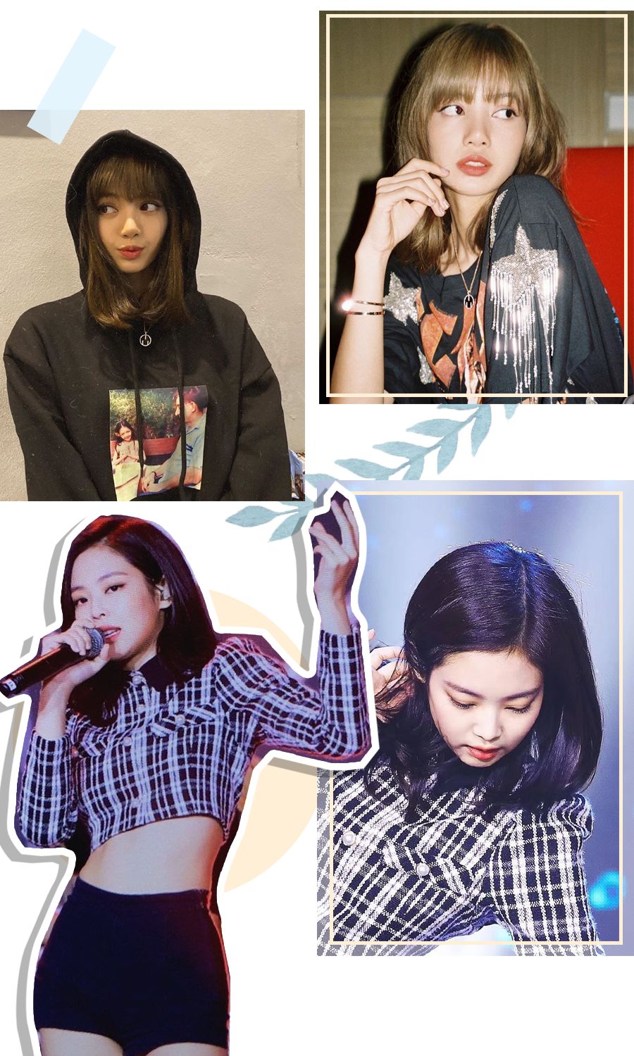 jennie发型双丸子头编发,黑色大波浪长发发型jennie