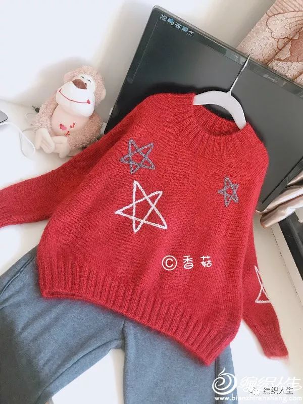 山羊绒女宝毛衣的编织教程,女宝彩虹色套头毛衣编织全过程