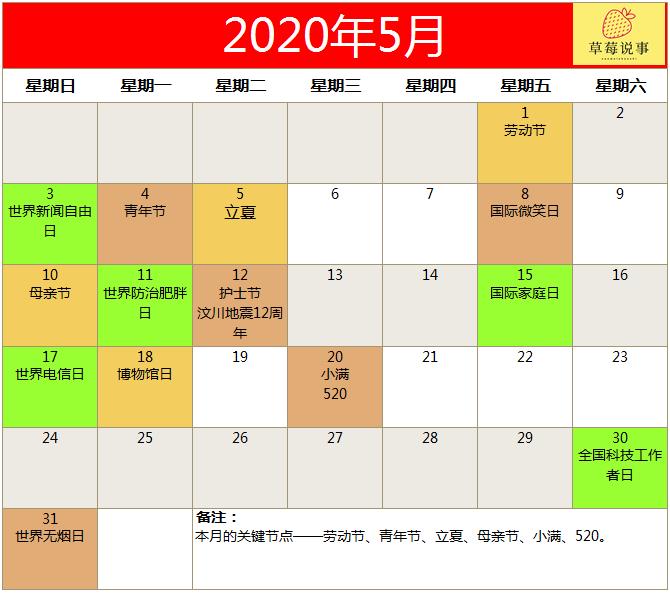 2022全年营销日历火热出炉,2020全年营销日历来了
