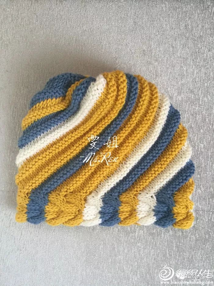 暗红色毛线帽子最简单的编织教程,棒针编织双色毛线帽子的教程