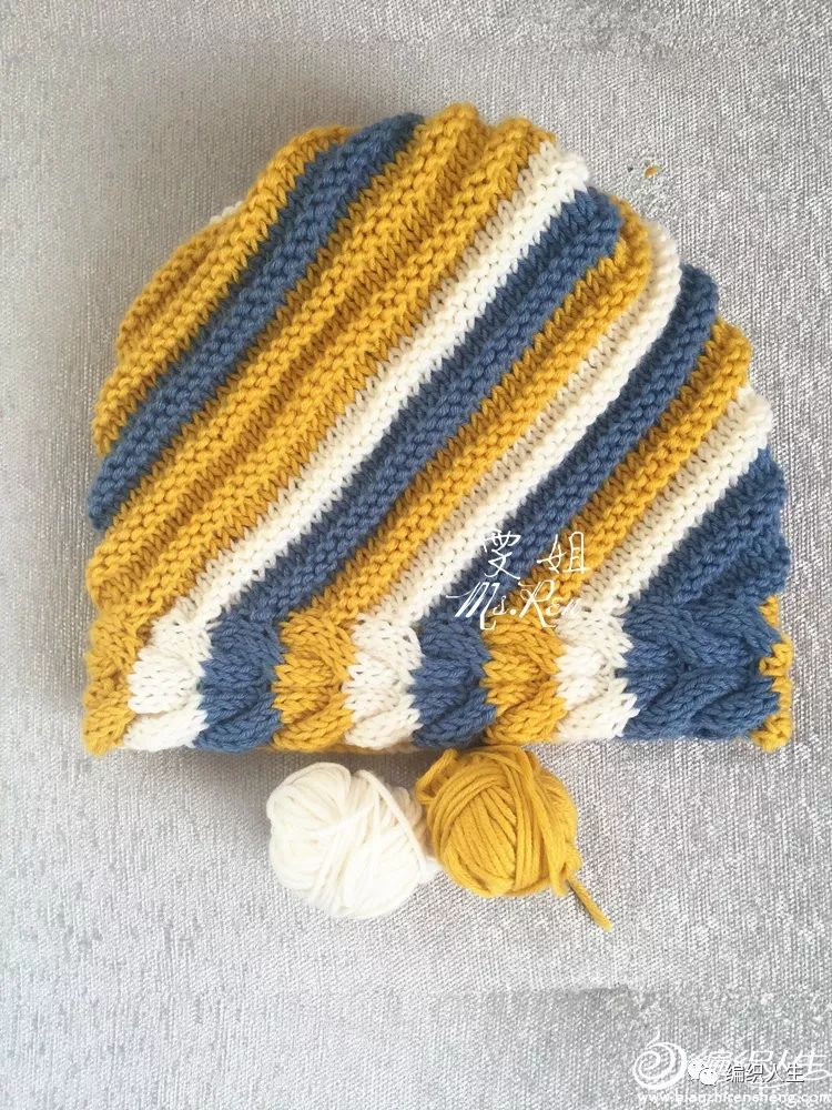 暗红色毛线帽子最简单的编织教程,棒针编织双色毛线帽子的教程