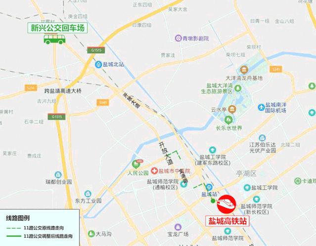 最新盐城市区公交车线路图,盐城高铁站公交线路