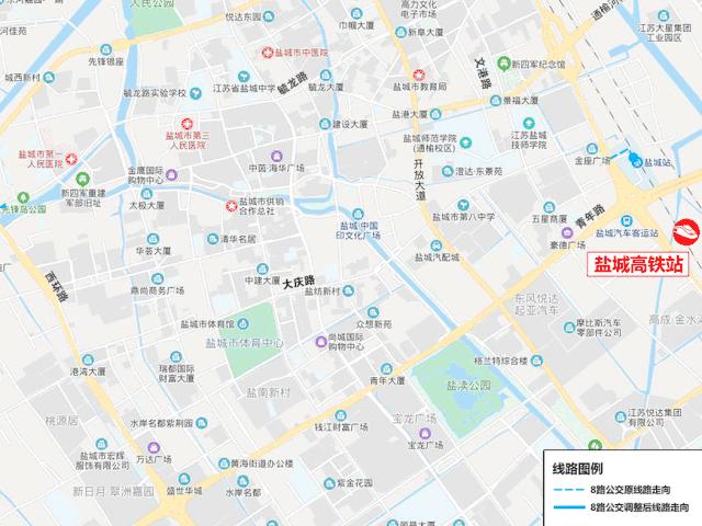 最新盐城市区公交车线路图,盐城高铁站公交线路
