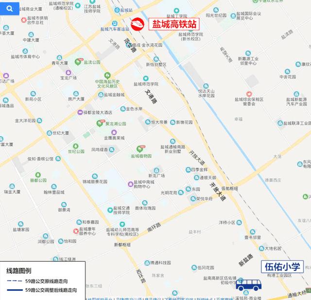 最新盐城市区公交车线路图,盐城高铁站公交线路
