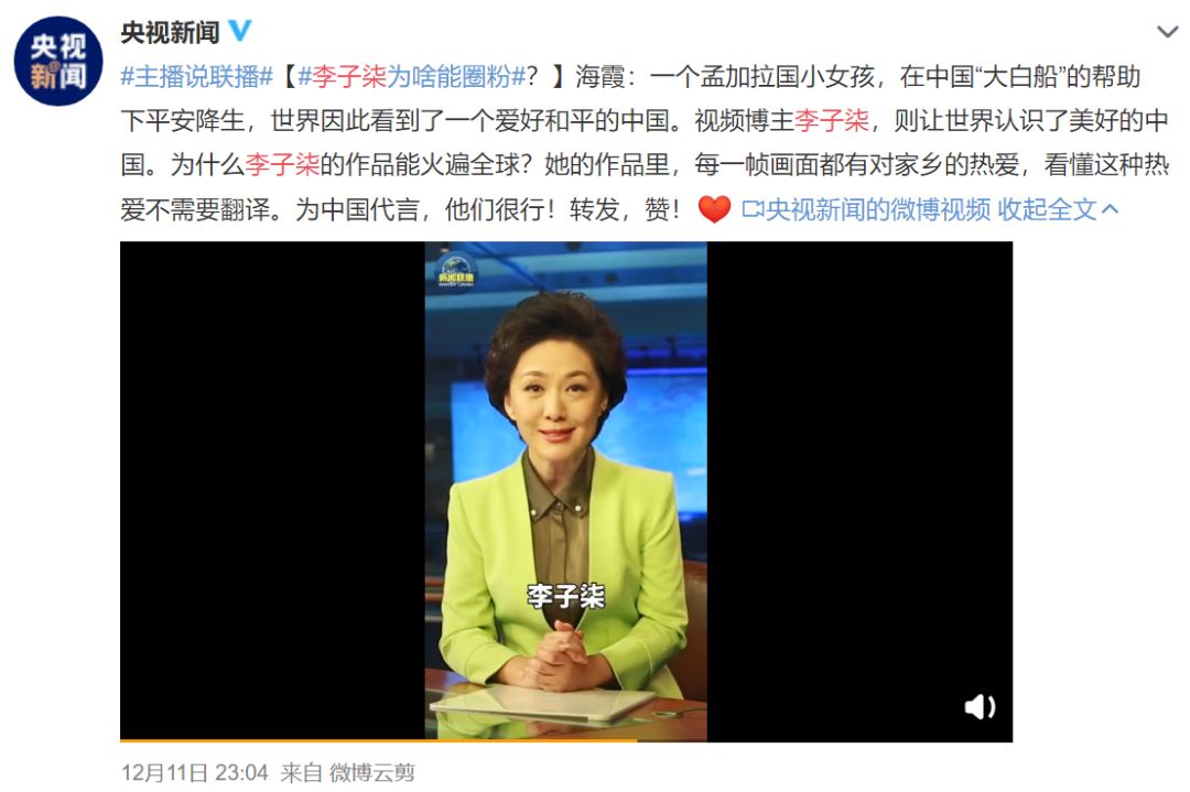 央视评李子柒走红的原因,李子柒被赞视频