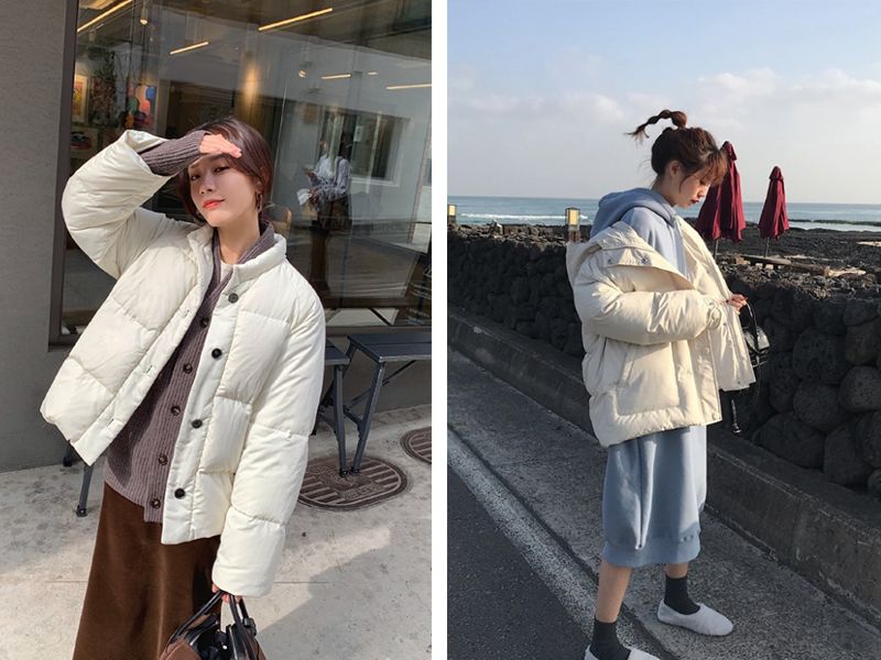 小个子穿搭2020冬面包服,小个子冬天穿搭背影面包服