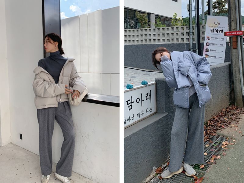 小个子穿搭2020冬面包服,小个子冬天穿搭背影面包服