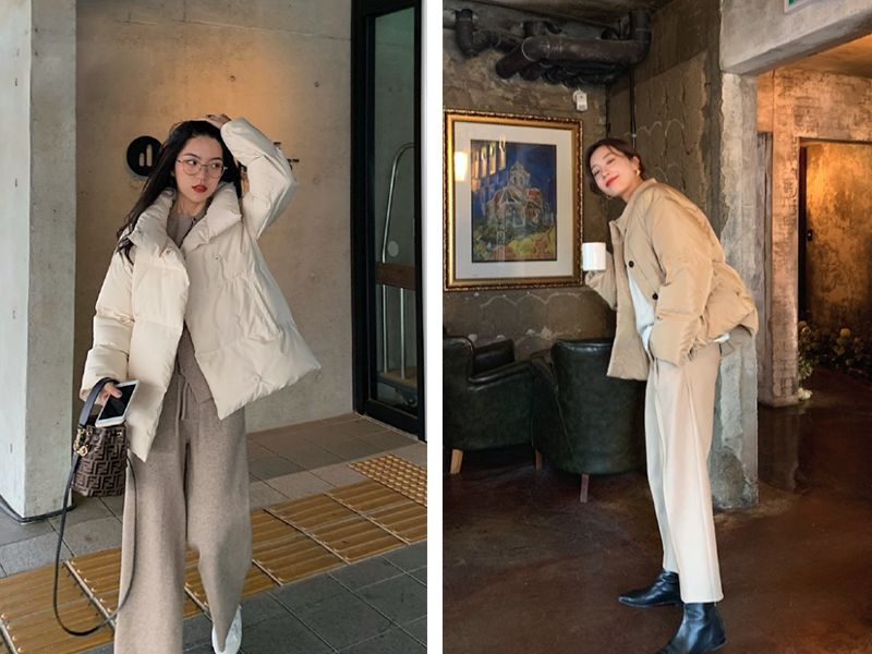 小个子穿搭2020冬面包服,小个子冬天穿搭背影面包服