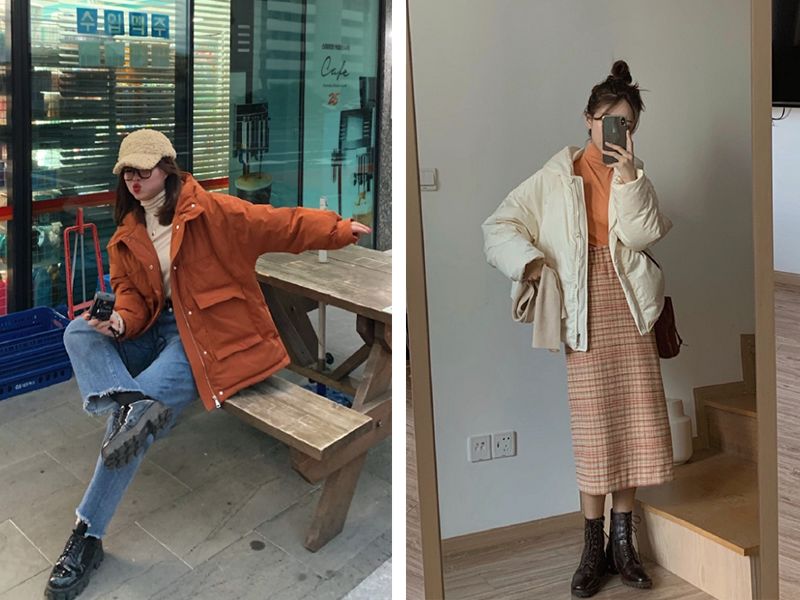 小个子穿搭2020冬面包服,小个子冬天穿搭背影面包服