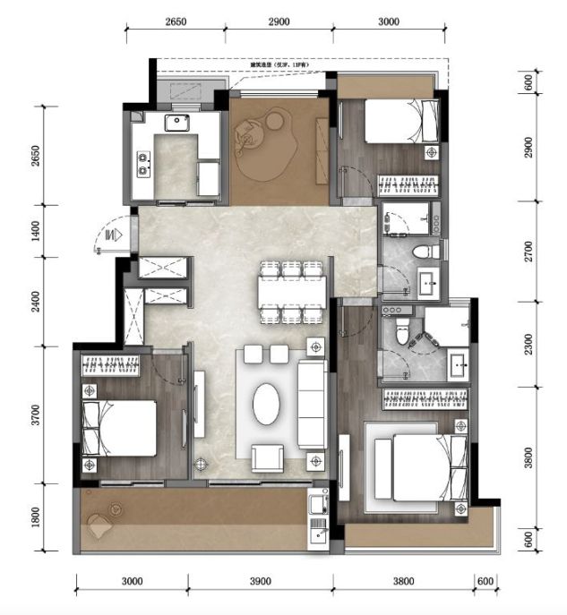 万科龙湖最新户型,万科四房户型
