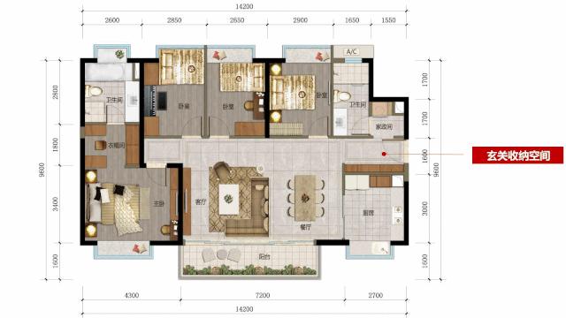 万科龙湖最新户型,万科四房户型