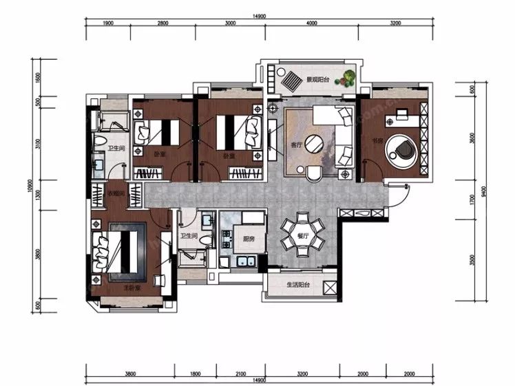 万科龙湖最新户型,万科四房户型