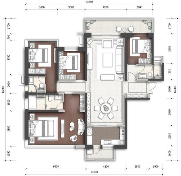 万科龙湖最新户型,万科四房户型