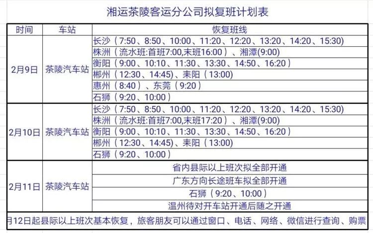 湖南客运班线恢复,湖南长途客运最新通知
