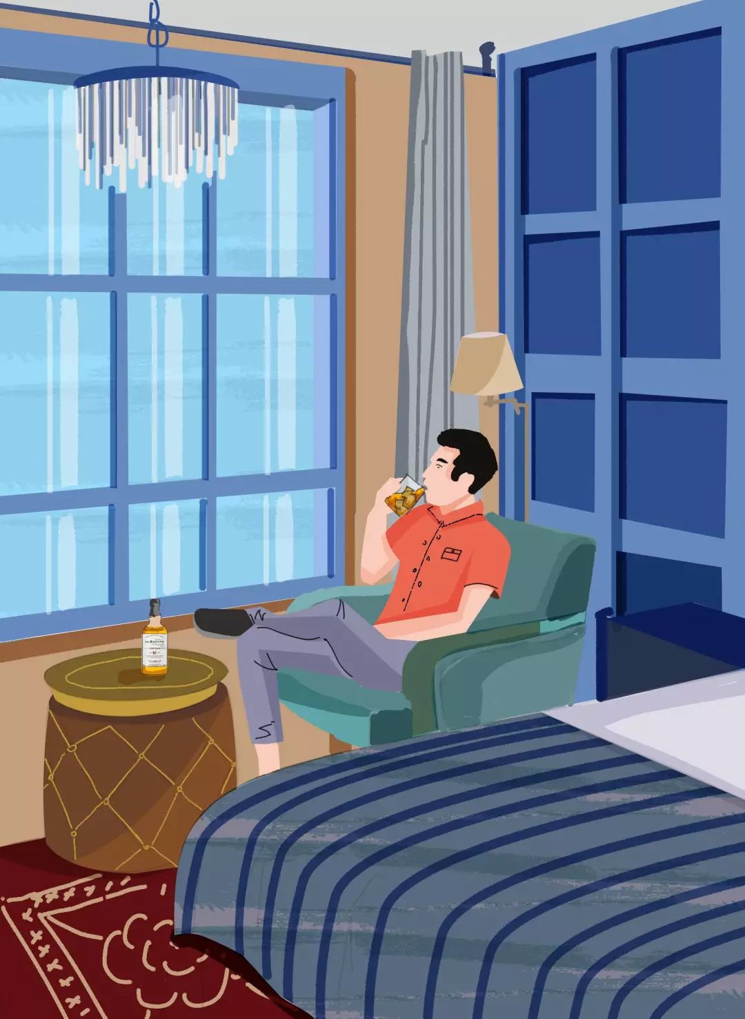 《中产出差微醺流程图》