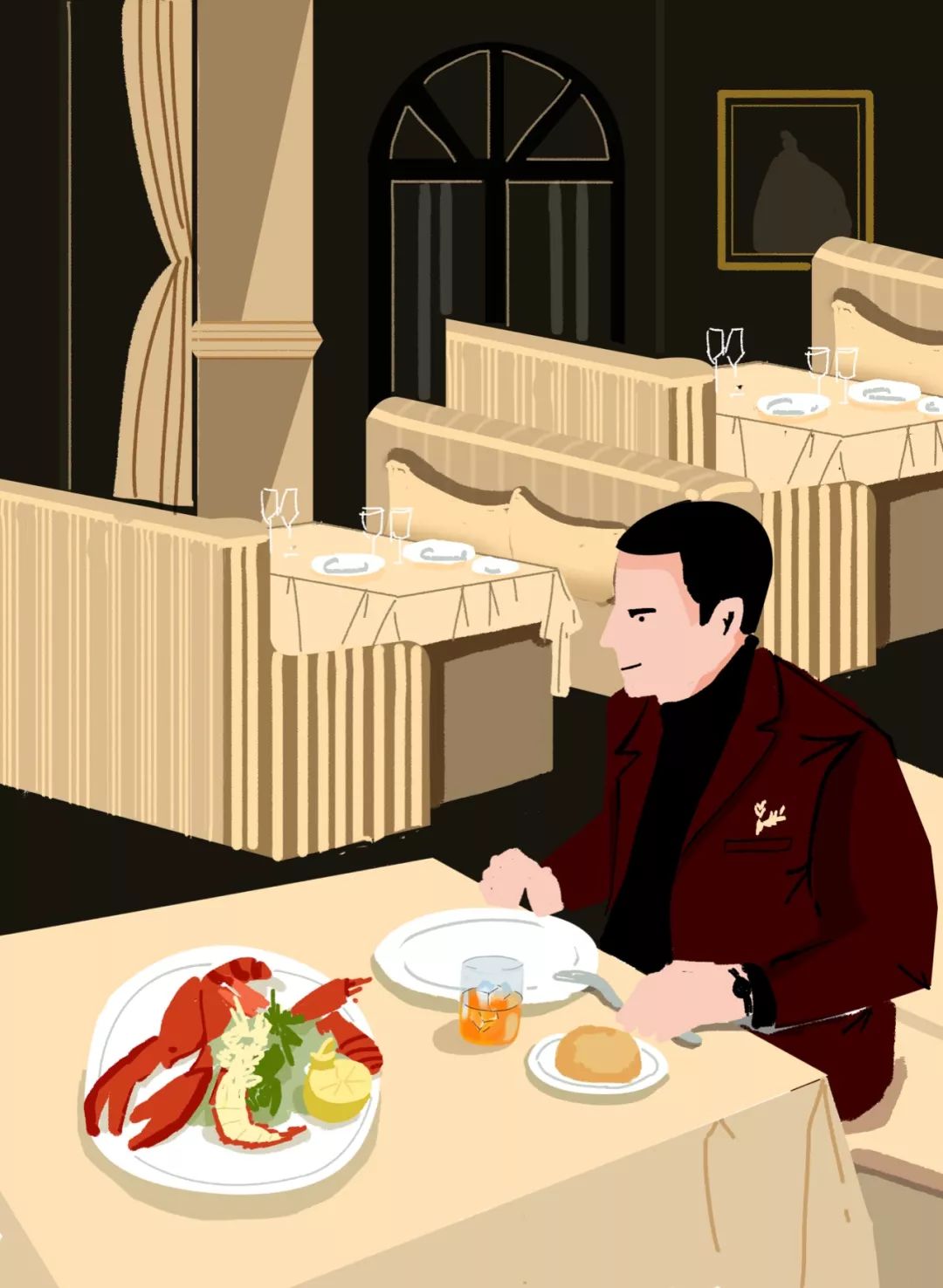 《中产出差微醺流程图》