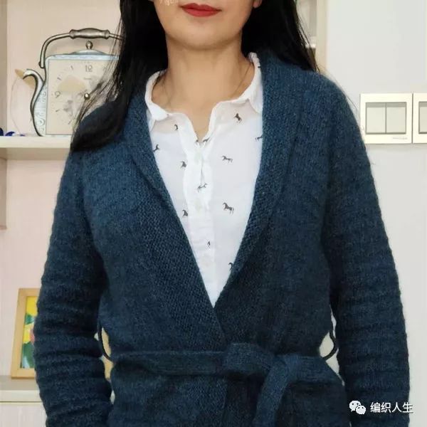 青果领针织开衫女长款,天蓝色毛线开衫女款2022款网红
