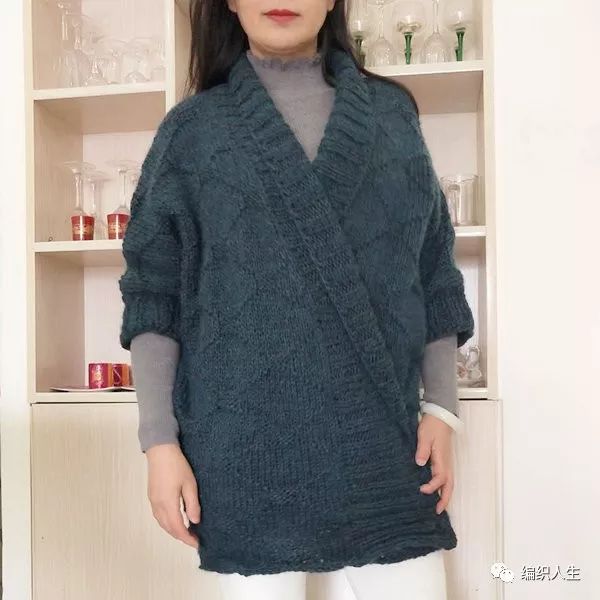 简单又实用的棒针外套长袖开衫,宽松套头的棒针外套编织教程