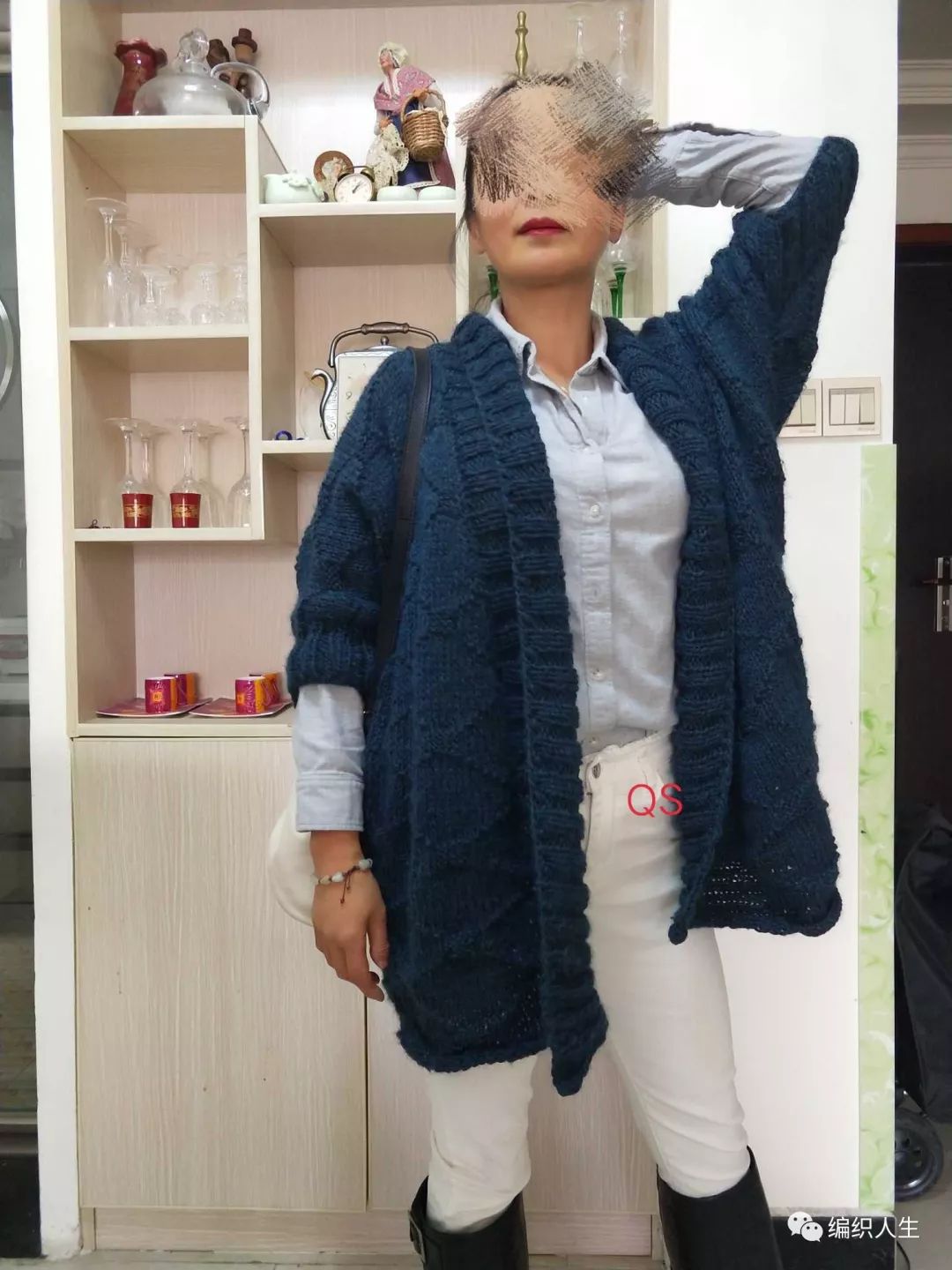 简单又实用的棒针外套长袖开衫,宽松套头的棒针外套编织教程