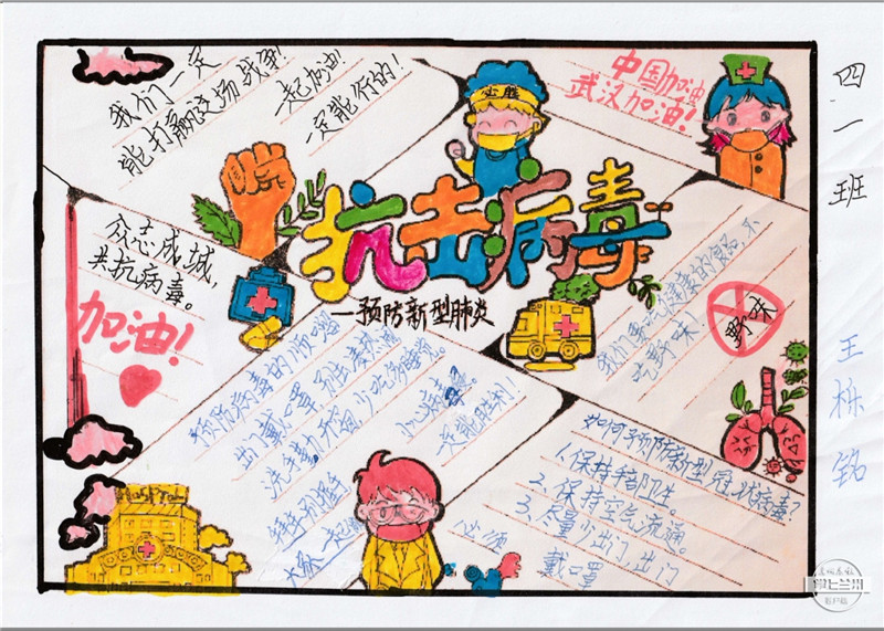战疫儿童绘画作品500幅,小学生众志成城同心战疫绘画作品