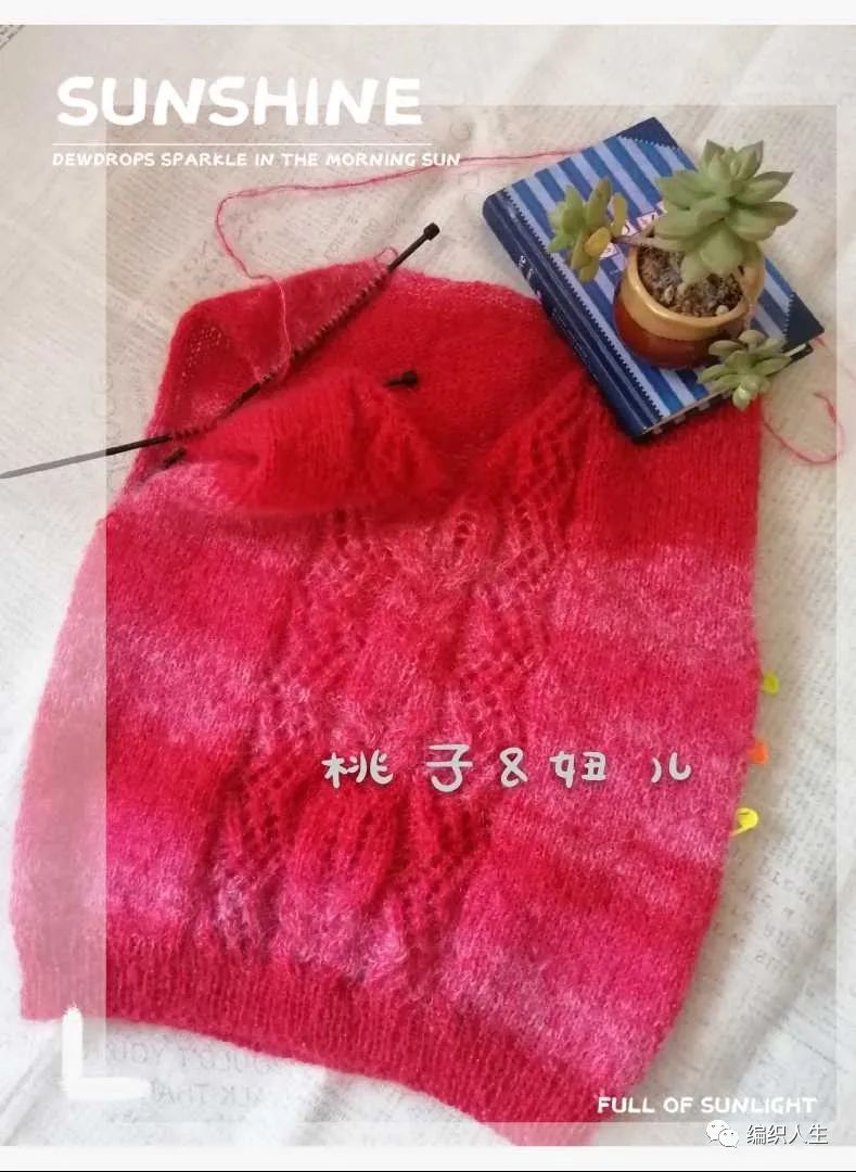 儿童开衫毛衣绣花图案教程,彩红马海毛镂空毛衣编织教程