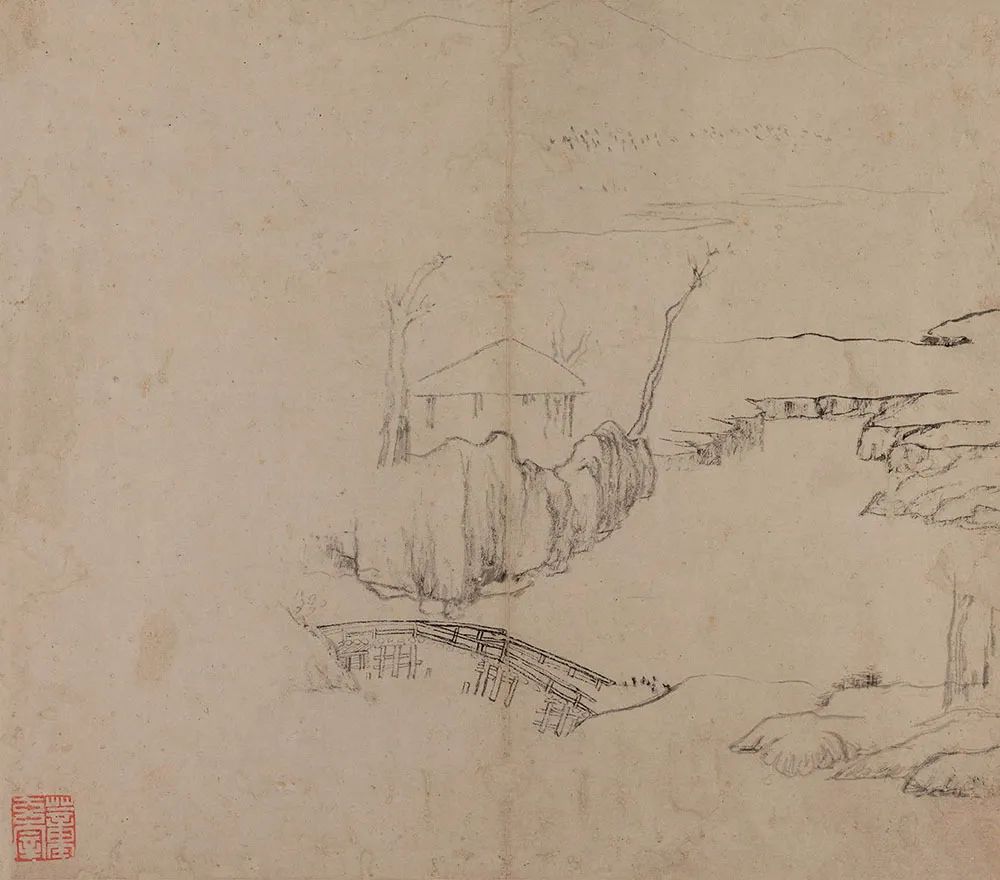 海外馆藏画家董其昌作品欣赏 (董其昌书画合璧山水小景)