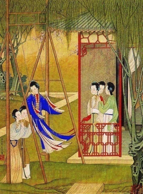 国画清明时节雨纷纷,春半花盛踏青时书法